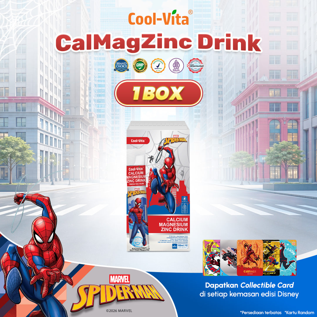 Coolvita Calcium Magnesium Zinc Drink Disney Spiderman Box Isi 10 Variants 1,2,4,8
