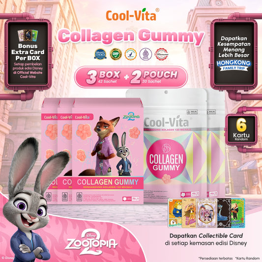 CoolVita Collagen Gummy 3 Box Disney Zootopia2 + 2 Pouch Collagen Gummy