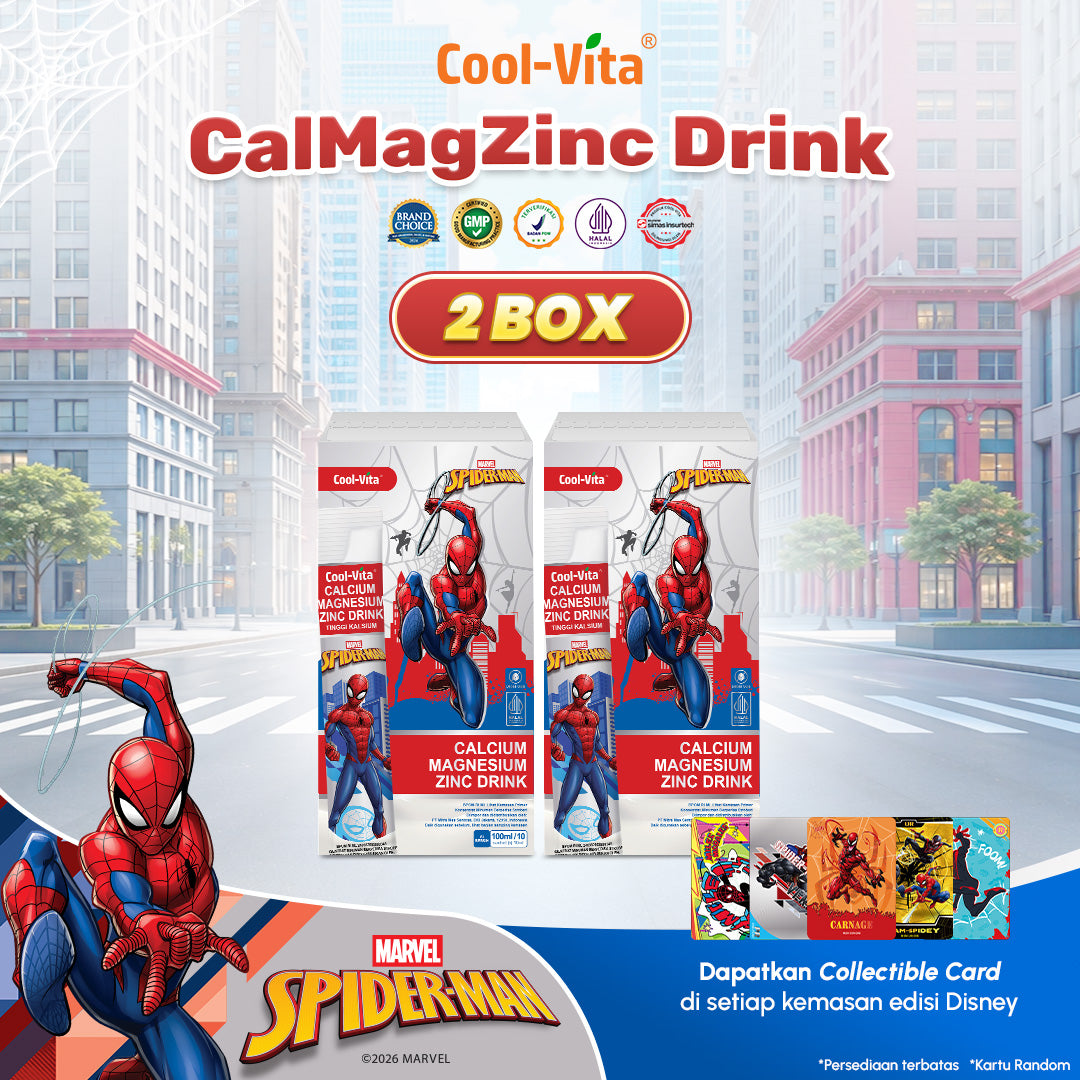 Coolvita Calcium Magnesium Zinc Drink Disney Spiderman Box Isi 10 Variants 1,2,4,8