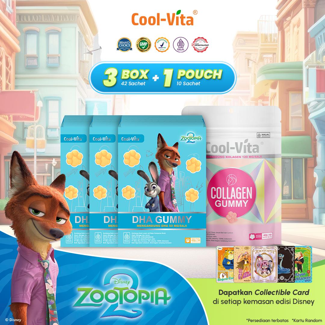 Coolvita DHA Gummy Zootopia2 3 box + Coolvita Collagen Gummy 1 Pouch