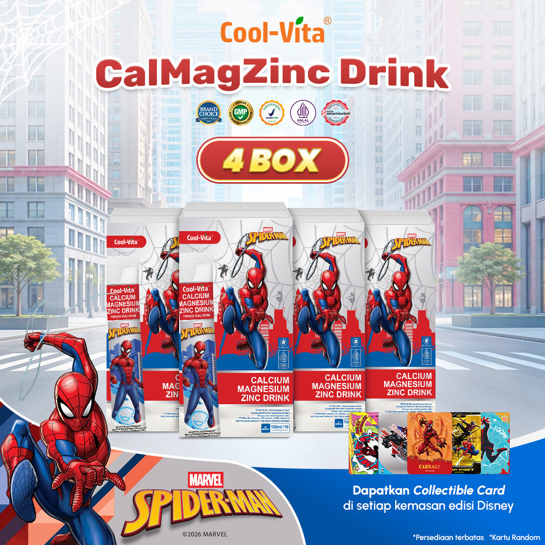 Coolvita Calcium Magnesium Zinc Drink Disney Spiderman Box Isi 10 Variants 1,2,4,8