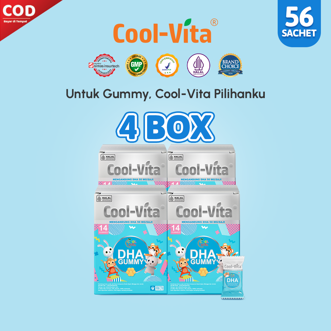 Coolvita DHA Gummy Rasa Mix Fruits Box isi 14 pcs (All In One)
