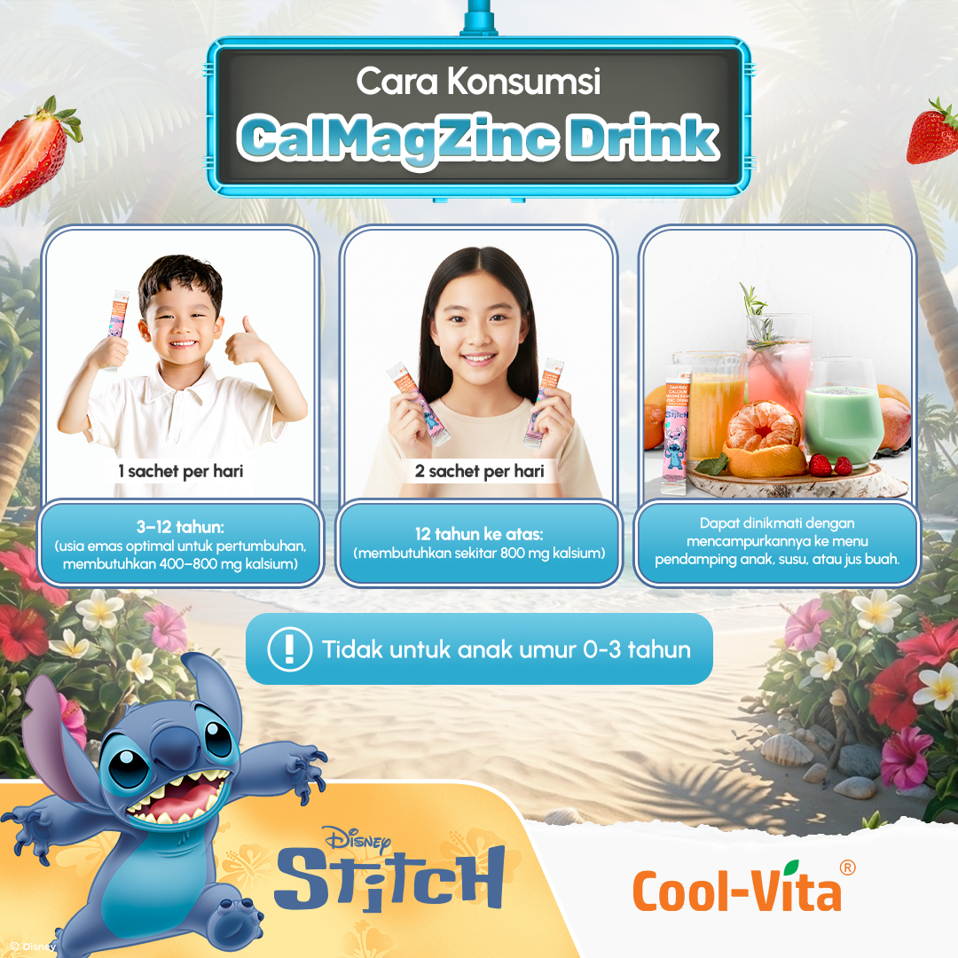 Coolvita Calcium Magnesium Zinc Drink Disney Stitch Box Isi 10 Variants 1,2,4,8