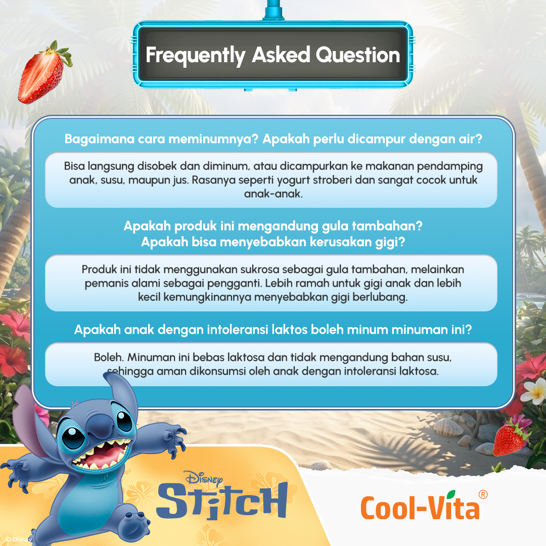 Coolvita Calcium Magnesium Zinc Drink Disney Stitch Box Isi 10 Variants 1,2,4,8