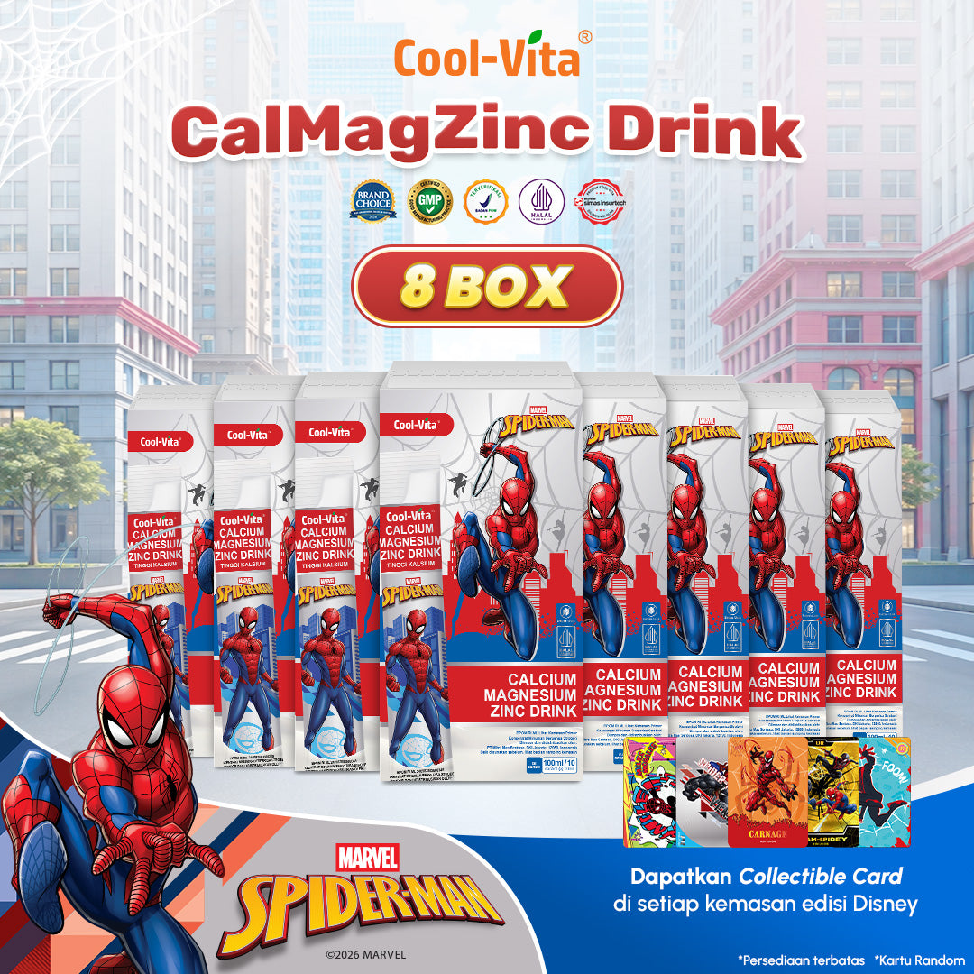Coolvita Calcium Magnesium Zinc Drink Disney Spiderman Box Isi 10 Variants 1,2,4,8