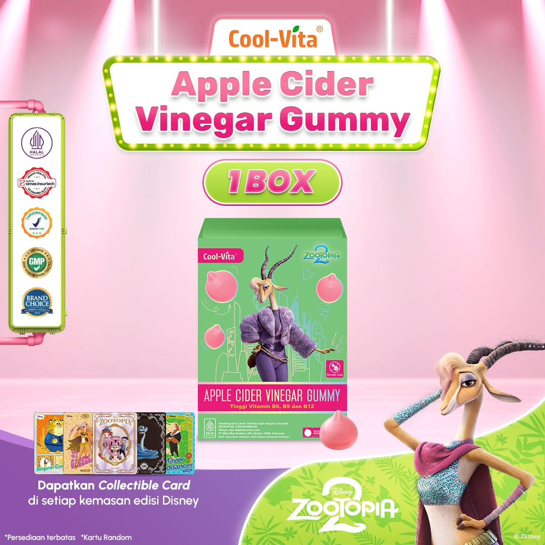 Coolvita Apple Cider Vinegar Gummy Sleeve Zootopia2 Box
