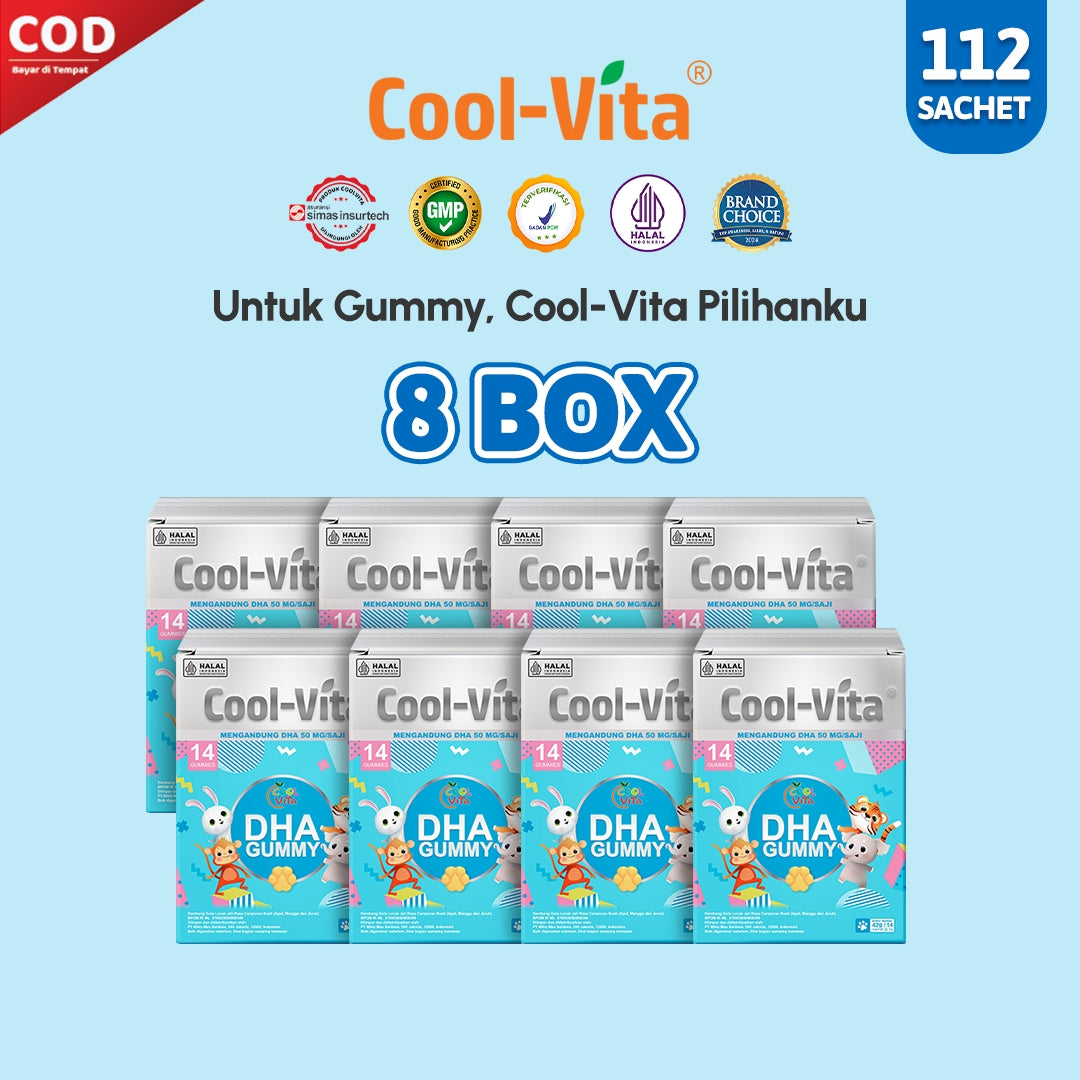 Coolvita DHA Gummy Rasa Mix Fruits Box isi 14 pcs (All In One)