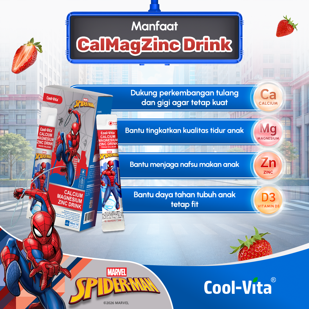 Coolvita Calcium Magnesium Zinc Drink Disney Spiderman Box Isi 10 Variants 1,2,4,8