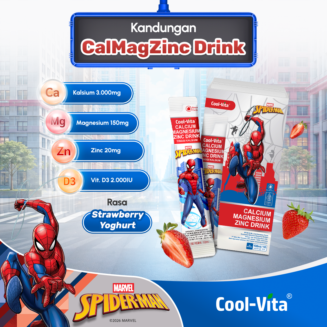 Coolvita Calcium Magnesium Zinc Drink Disney Spiderman Box Isi 10 Variants 1,2,4,8