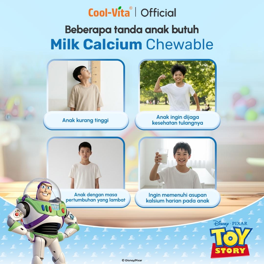 CoolVita Disney Spiderman 1 Botol Calcium Chewable 30 Tablet Kunyah Vitamin Tinggi Rasa Susu Bantu Tinggi dan Dukung Pertumbuhan Tulang Secara Optimal untuk Anak dan Dewasa