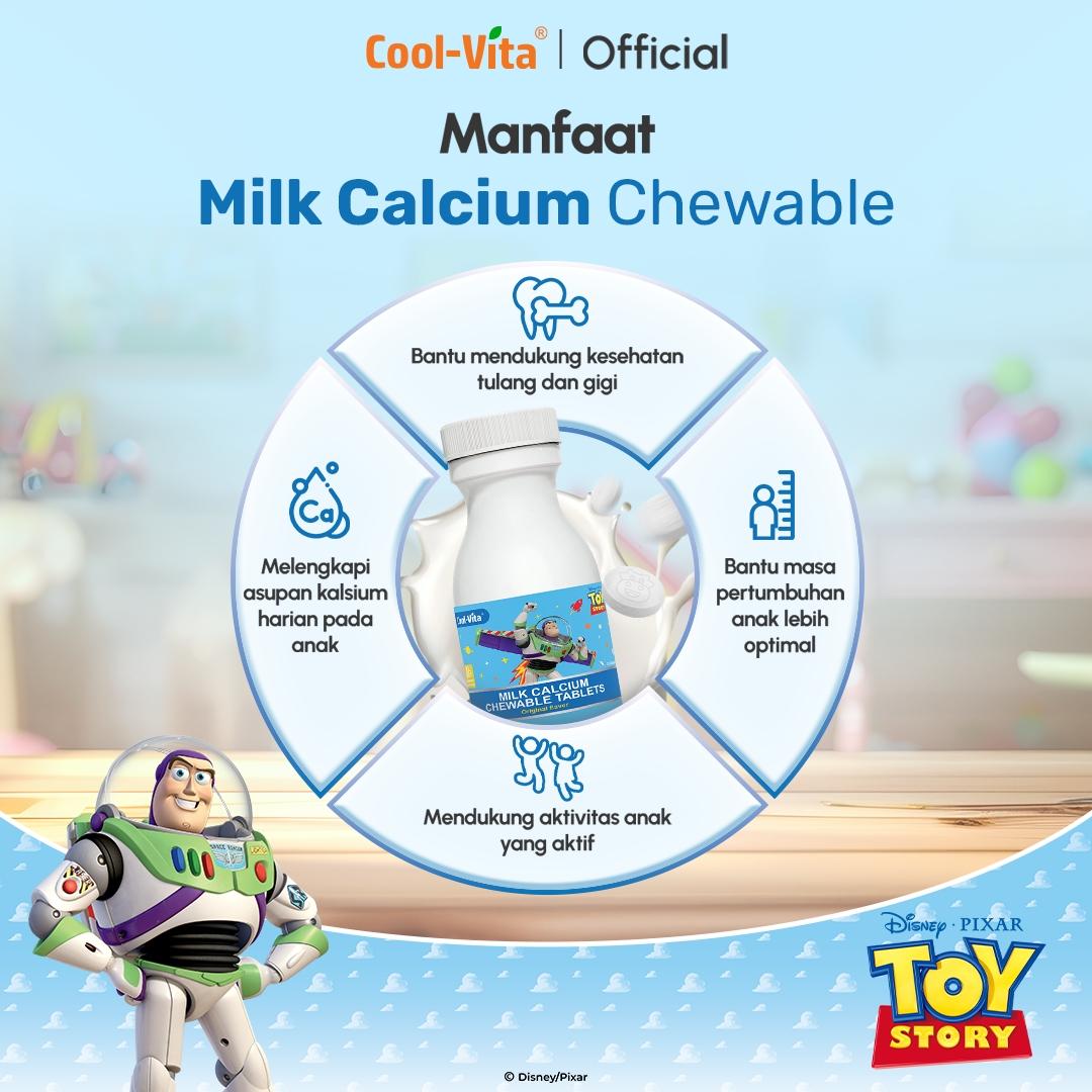 CoolVita Disney Stitch 1 Botol Calcium Chewable 30 Tablet Kunyah Vitamin Tinggi Rasa Susu Bantu Tinggi dan Dukung Pertumbuhan Tulang Secara Optimal untuk Anak dan Dewasa