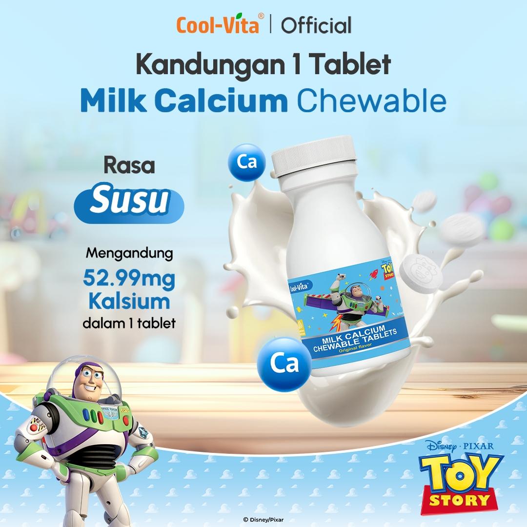 CoolVita Disney Stitch 1 Botol Calcium Chewable 30 Tablet Kunyah Vitamin Tinggi Rasa Susu Bantu Tinggi dan Dukung Pertumbuhan Tulang Secara Optimal untuk Anak dan Dewasa