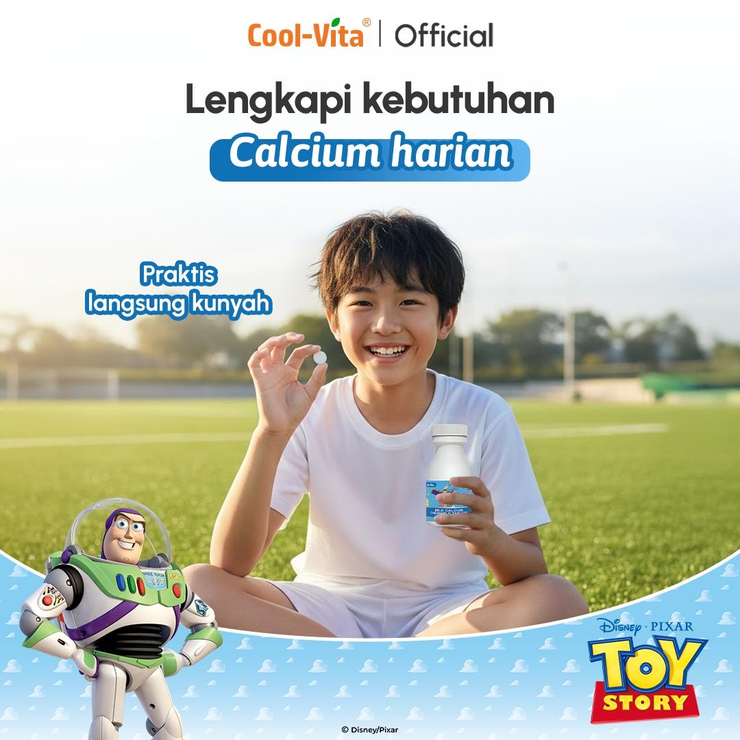 CoolVita Disney Spiderman 1 Botol Calcium Chewable 30 Tablet Kunyah Vitamin Tinggi Rasa Susu Bantu Tinggi dan Dukung Pertumbuhan Tulang Secara Optimal untuk Anak dan Dewasa