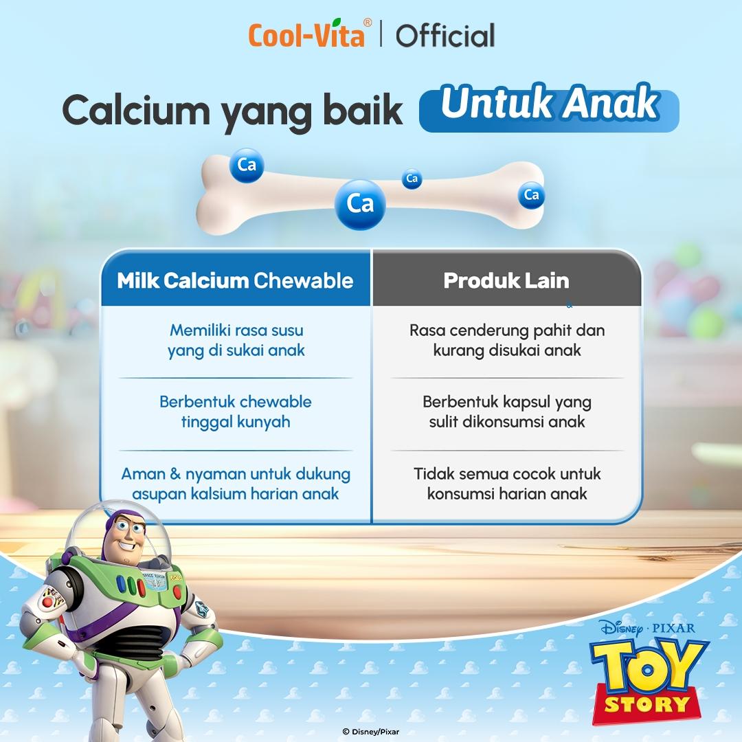 CoolVita Disney Stitch 1 Botol Calcium Chewable 30 Tablet Kunyah Vitamin Tinggi Rasa Susu Bantu Tinggi dan Dukung Pertumbuhan Tulang Secara Optimal untuk Anak dan Dewasa