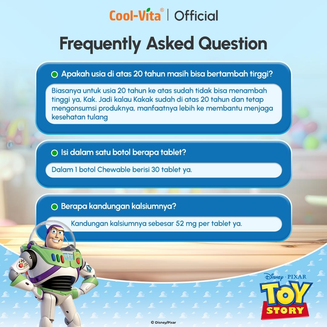 CoolVita Disney Stitch 1 Botol Calcium Chewable 30 Tablet Kunyah Vitamin Tinggi Rasa Susu Bantu Tinggi dan Dukung Pertumbuhan Tulang Secara Optimal untuk Anak dan Dewasa