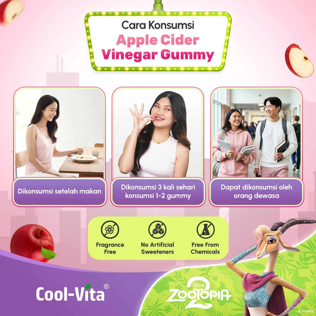 Coolvita Apple Cider Vinegar Gummy Sleeve Zootopia2 Box