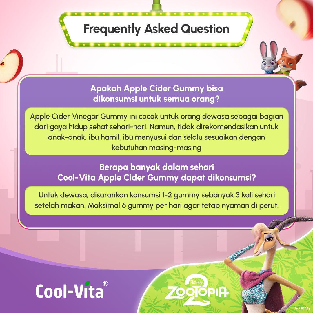 Coolvita Apple Cider Vinegar Gummy Sleeve Zootopia2 Box