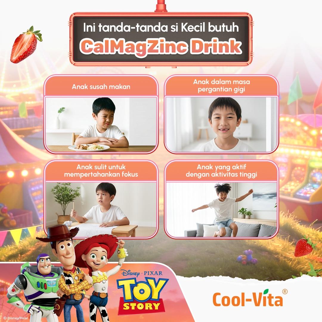 Coolvita Calcium Magnesium Zinc Drink Disney Toy Story Box Isi 10 Sachet (All In One) - Special Programs