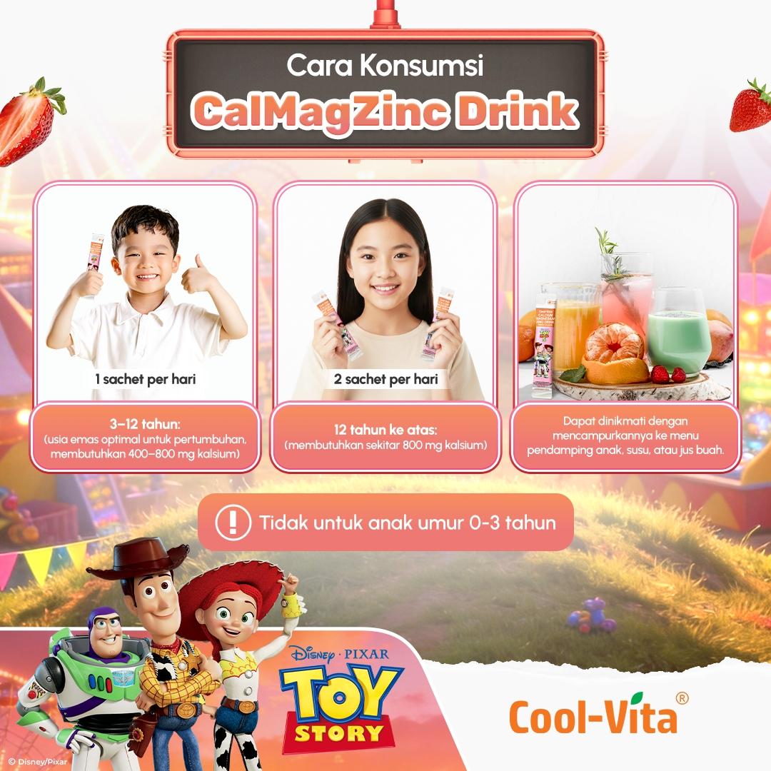 Coolvita Calcium Magnesium Zinc Drink Disney Toy Story Box Isi 10 Sachet (All In One) - Special Programs