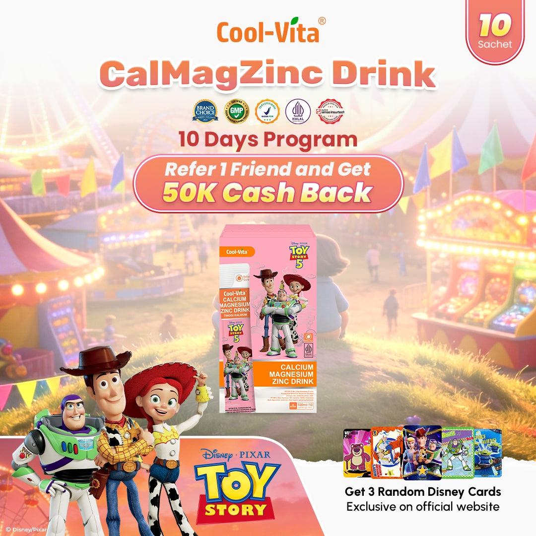 Coolvita Calcium Magnesium Zinc Drink Disney Toy Story Box Isi 10 Sachet (All In One) - Special Programs
